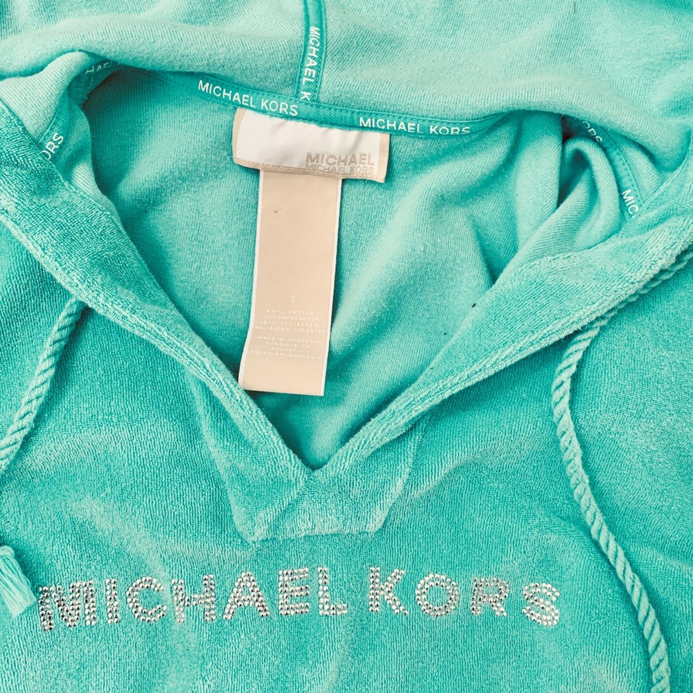 Michael Kors Turquoise Hooded Terry Tunic